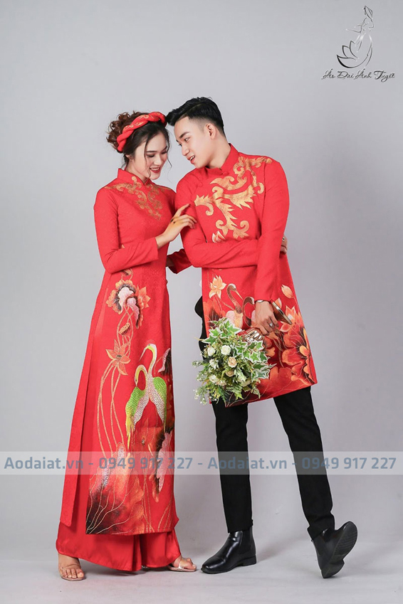 áo dài đôi đỏ vẻ ,size lớn dành cho dâu và rễ 